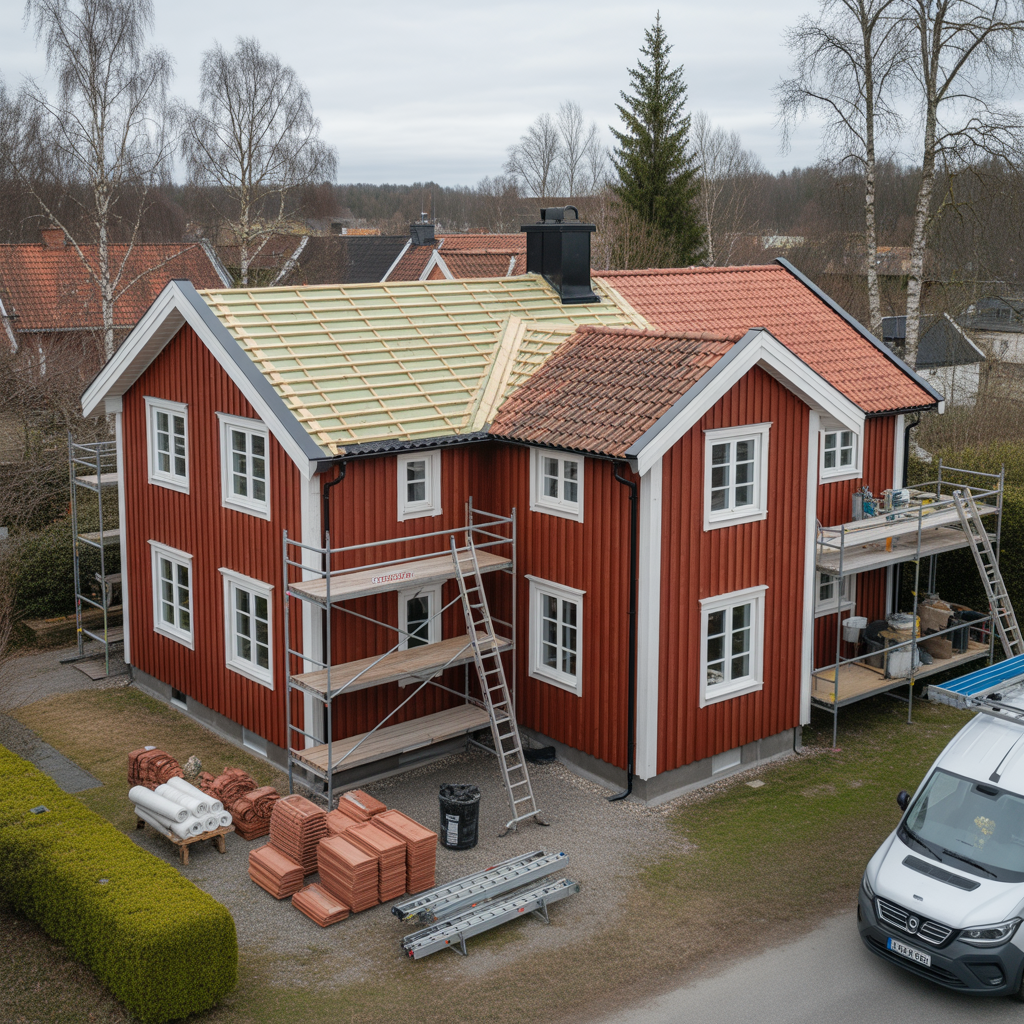 kostnad for takbyte pa villa material arbete rotavdrag