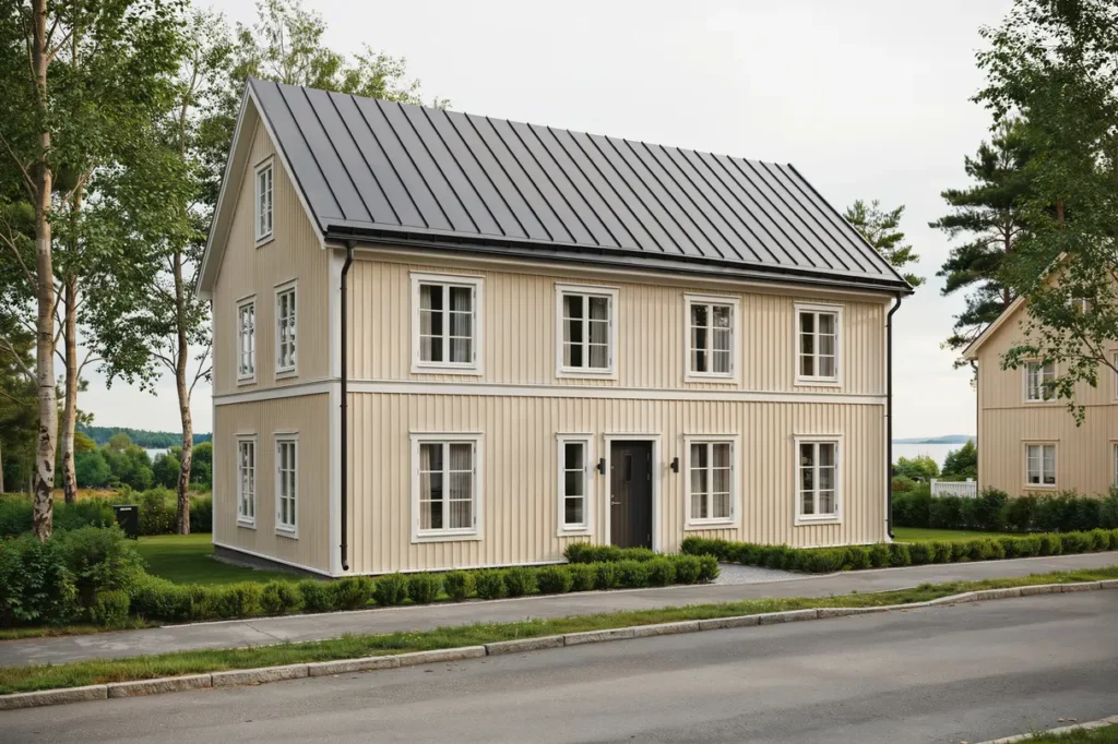 bandt ckning med dubbelfalsat pl ttak p villa i hersby liding