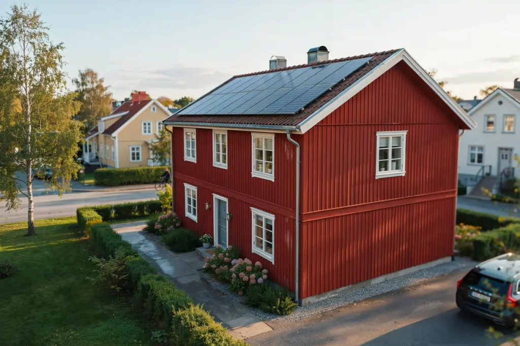 solpaneler p taket s s nker villa gare elkostnaden och h jer husets v rde