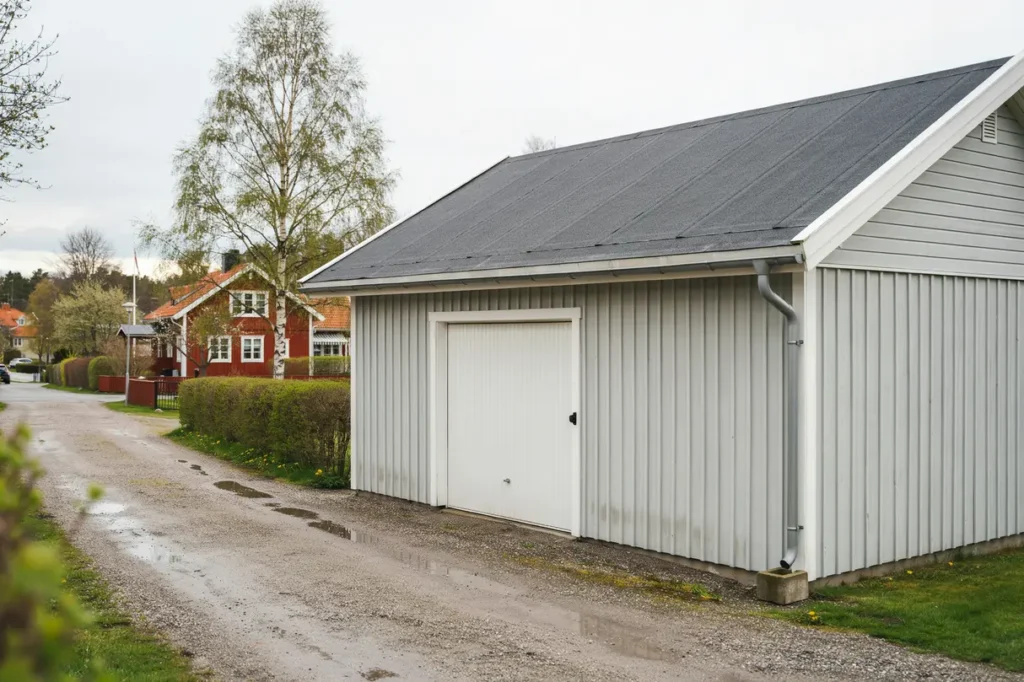 underh llsrenovering av garagetak med takpapp i brevik liding